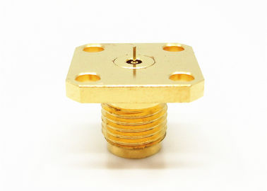 Złote 2,4 mm Kobieta Prosta 4 otwory Flance Mount Millimeter Wave Connector