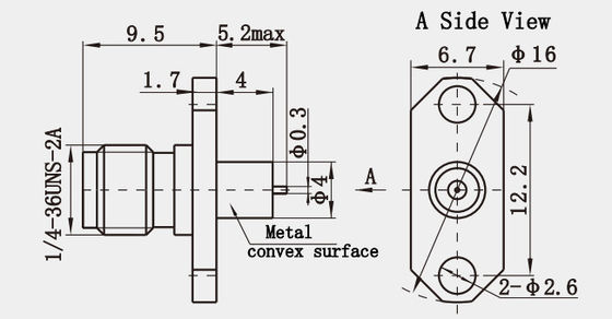 Stainless Steel Material K Type 2.92mm RF Coaxial Connector PCB Mount