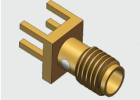 Złącze PCB żeńskie SSMA 18GHz 50Ω 4-nóżkowe, przelotowe, lutowane