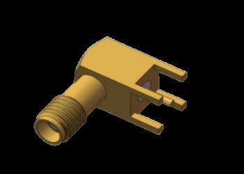 Prawy kąt SSMA / Mini SMA Kobieta / Jack RF Coax Connector 4 Leg Through Hole Solder PCB Do 18GHz