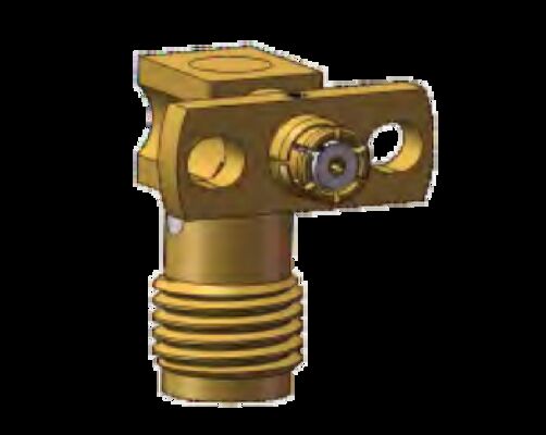 Adapter SMA żeńskie kątowe do SMP żeńskie, zakres częstotliwości 0,3 MHz do 18 GHz, użycie komponentu mikrofalowego