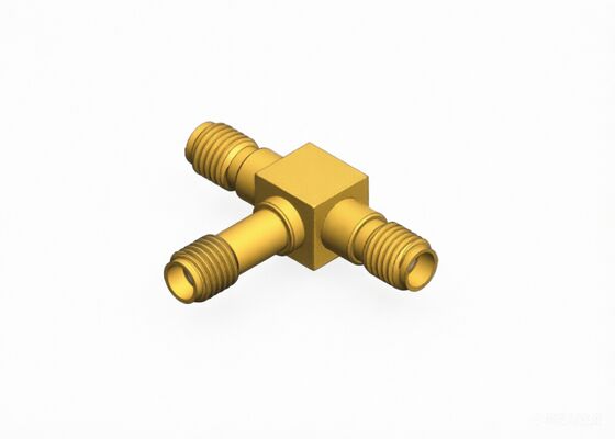 Żeński adapter RF koncentryczny typu T SSMA do dwóch żeńskich SSMA, do 18 GHz