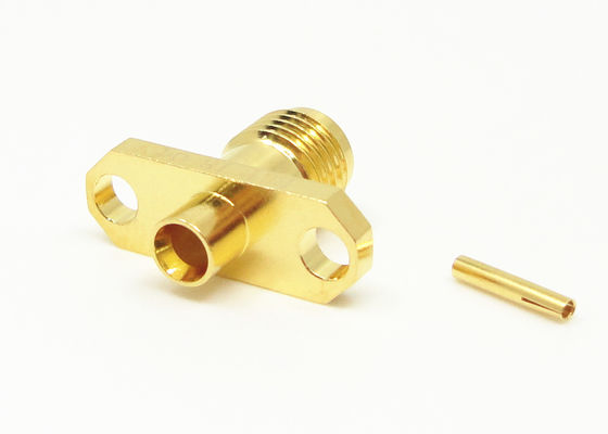 18GHz Kobieta 2 otwory Flance Mount SMA RF Connector Złote pokryte 50 Ohm dla kablu.086